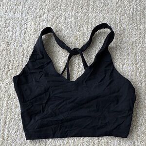 Aerie Black Long Line Cross Back Sports Bra